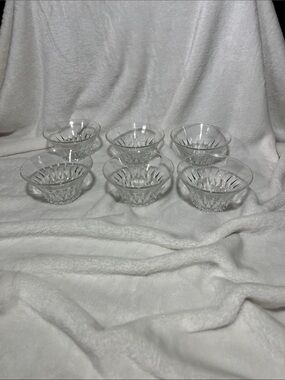 Set of 6 Duralex France Crystal Glass Dessert Bowls - Clear